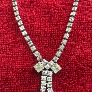 Vintage Clear Rhinestone Choker Necklace, 1950’s Choker, Costume Jewelry